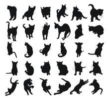 Cat silhouette collection, black silhouette on a white background vector