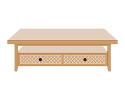 Coffee table design. Rustic coffee table with gridded elements, furniture for living room decor. flat illustration isolated on white background. vector