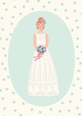illustration with cute bride Design element for wedding concept and other uses
