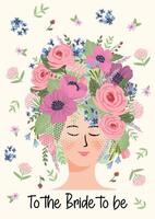 Illustration of cute bride. card for wedding concept and other uses vector