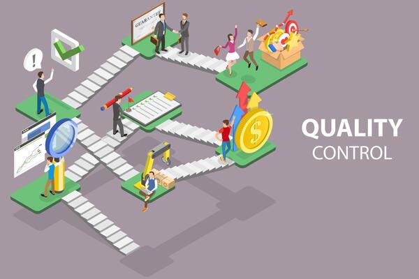 3D Isometric Conceptual Illustration of Quality Control.