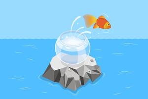 3D Isometric Flat Conceptual Illustration of Taking a Risk. vector