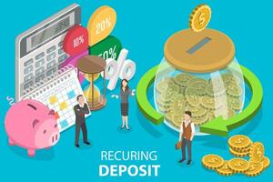 3D Isometric Flat Conceptual Illustration of Recurring Deposit Account. vector