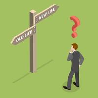 3D Isometric Flat Conceptual Illustration of Choosing a Right Life Path. vector