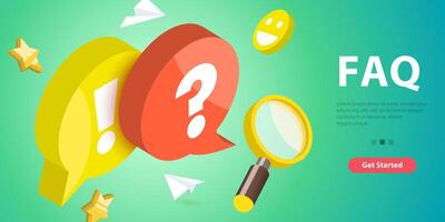 3D Conceptual Illustration of FAQ - Frequently Asked Questions. vector