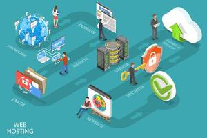 3D Isometric Conceptual Illustration of Web Hosting Service. vector