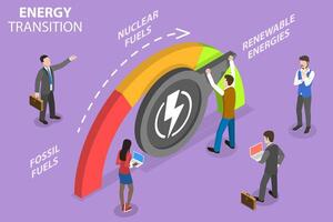 3D Isometric Flat Conceptual Illustration of Energy Transition. vector