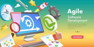 3D Conceptual Illustration of Agile Software Methodology. vector