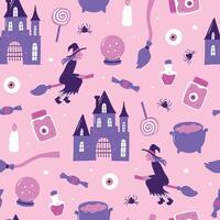Halloween seamless pattern with doodles for wallpaper, kids textile prints, wrapping paper, craft projects, scrapbooking, digital paper, backgrounds, etc. EPS 10 vector