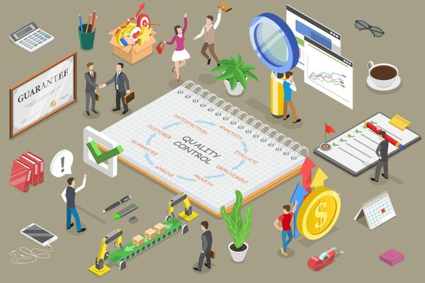3D Isometric Conceptual Illustration of Quality Control.