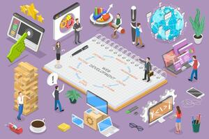 3D Isometric Flat Conceptual Illustration of Web Development vector