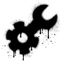Repair icon graffiti with black spray paint. vector