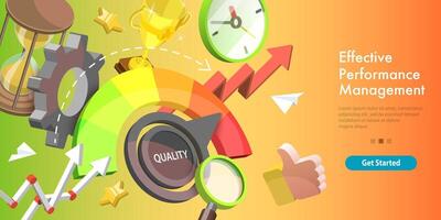 3D Isometric Conceptual Illustration of Efficient Performance. vector