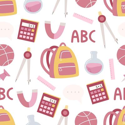 Seamless pattern with school elements.