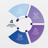 Standard circle infographic template with 4 steps, process or options. vector