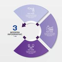 Standard circle infographic template with 3 steps, process or options. vector