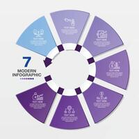Standard circle infographic template with 7 steps, process or options. vector