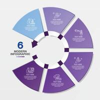 Standard circle infographic template with 6 steps, process or options. vector