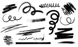 Set of abstract sribble brush stroke. Hand drawn lines, design element. illustration vector