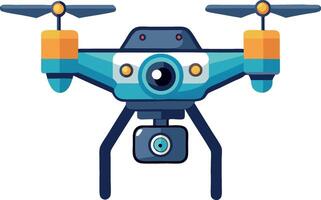 Colorful drone illustration with camera and propellers for technology and gadget concepts vector