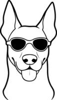 A dog with sunglasses on its face vector