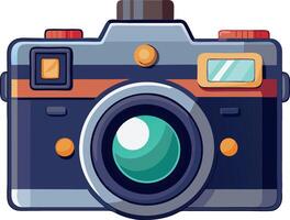 Colorful illustration of a retro camera with detailed design elements on a white background vector
