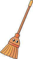 A cartoonish broomstick with a smiling face on it vector