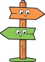 Two cartoonish signs with arrows pointing in different directions vector