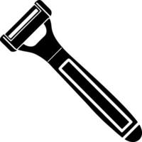 A black and white image of a razor with a handle vector
