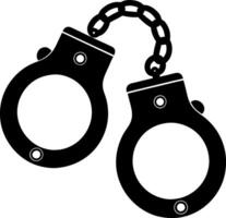 Two handcuffs are chained together vector