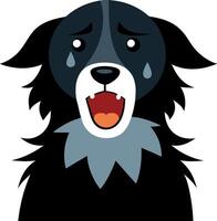 A cartoon dog with a sad expression and a mouth open vector