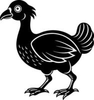A black and white drawing of a chicken with its head turned to the side vector