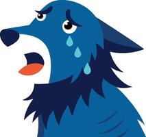 A cartoon dog is crying and has water dripping from its ears vector
