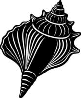 A shell with a black and white design vector