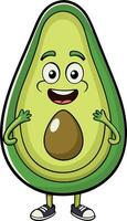 A cartoon avocado is smiling and holding its stomach open vector