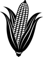 A black and white drawing of a corn cob vector