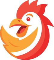 A cartoon chicken with a smile on its face vector