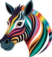 A zebra with a colorful mane and a black nose vector