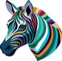 A zebra with a colorful mane and a blue face vector