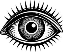 A close up of an eye with a black and white color scheme vector