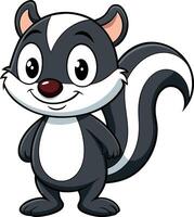 A cartoon skunk with a white stripe on its back is smiling vector