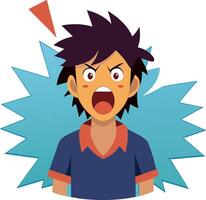 Animated character expressing anger with a surprised face and dynamic background vector