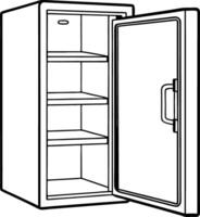 A refrigerator is open and empty vector