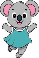 Cute cartoon koala in a blue dress with arms open and smiling vector