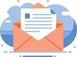 An orange envelope with a blue background vector