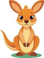 Cute cartoon kangaroo sitting with a happy expression on a white background vector