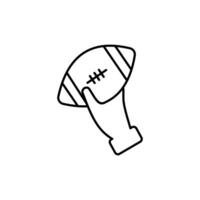 Hand holding American football ball line icon, icon sign for use in web design and mobile apps, logo.Symbol illustration, pixel graphics. vector