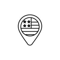 Map pointer with American flag line icon,simple design icon illustration,suitable for use in web design and mobile applications, logo illustration. Symbol, pixel graphic. vector