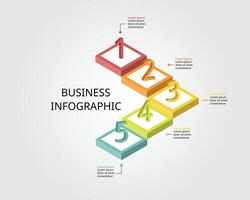 timeline ladder level for infographic presentation template with 5 number element for banner vector