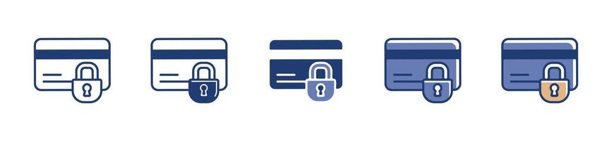 secure payment debit card icon collection with lock security credit card symbol for transaction protection illustration vector